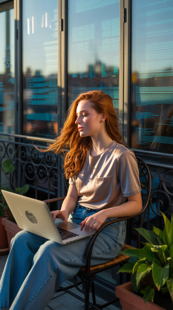 girl working on her computer